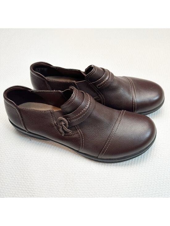 Clarks Shoes - Clarks Women's Cheyn Madi Dark Brown Leather Slip-On Loafers size 8 1/2